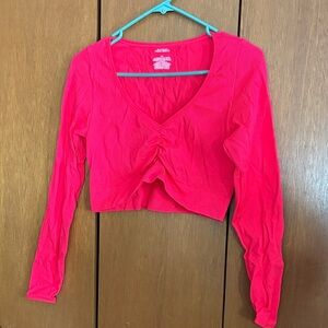 Wild Fable Bright Pink Long Sleeve Crop Top